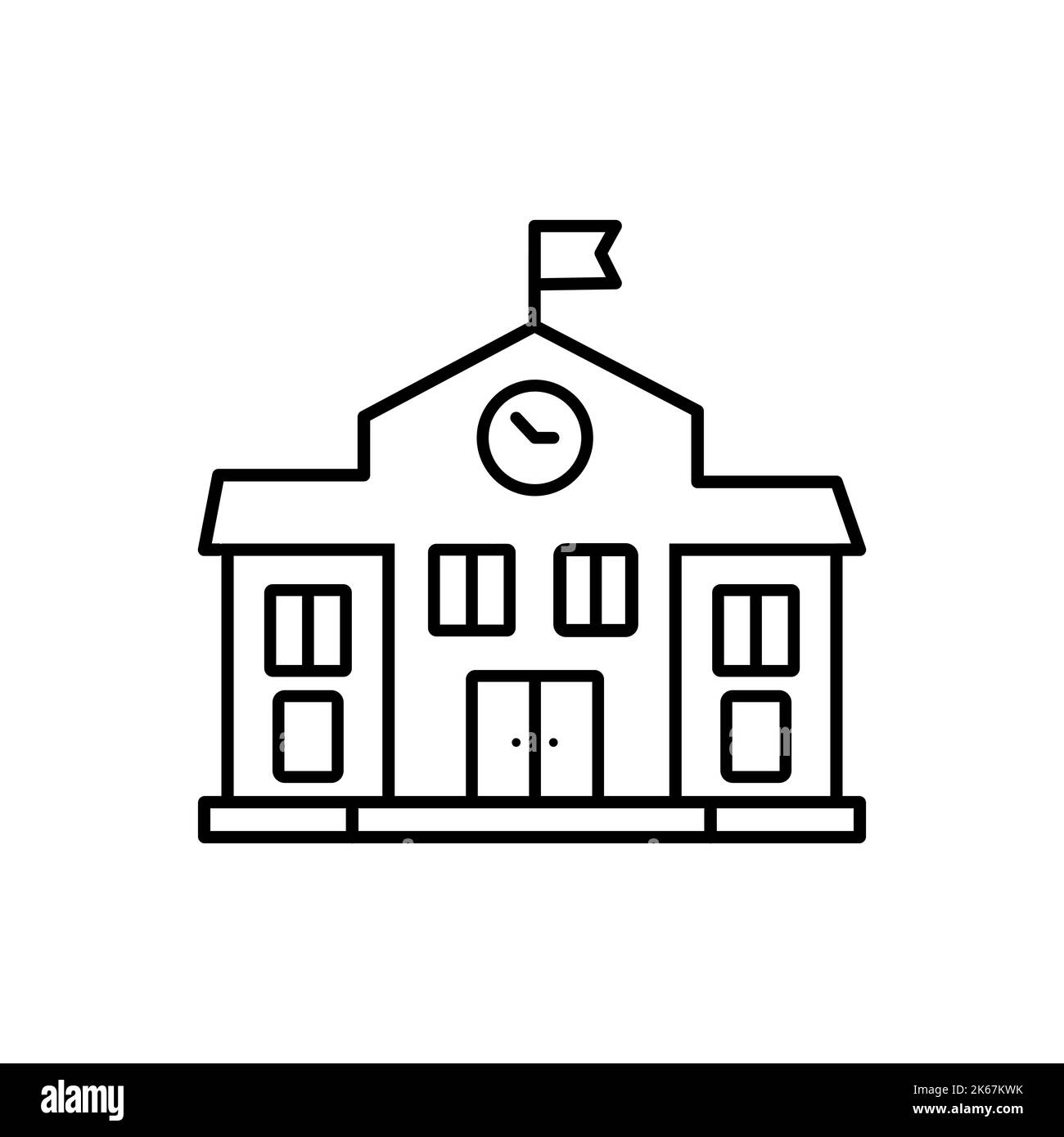 School building icon. vector line icon. outline illustration Stock Vector