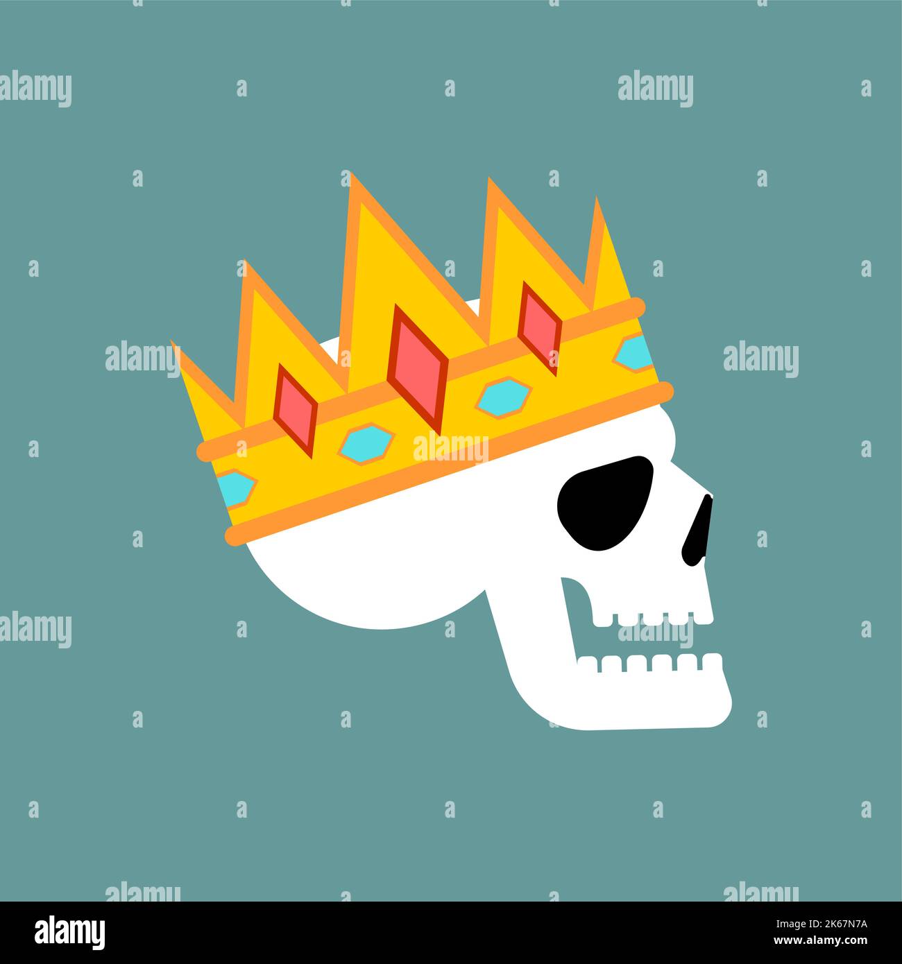 King skull. Head of skeleton in crown. Vector illustration Stock Vector ...
