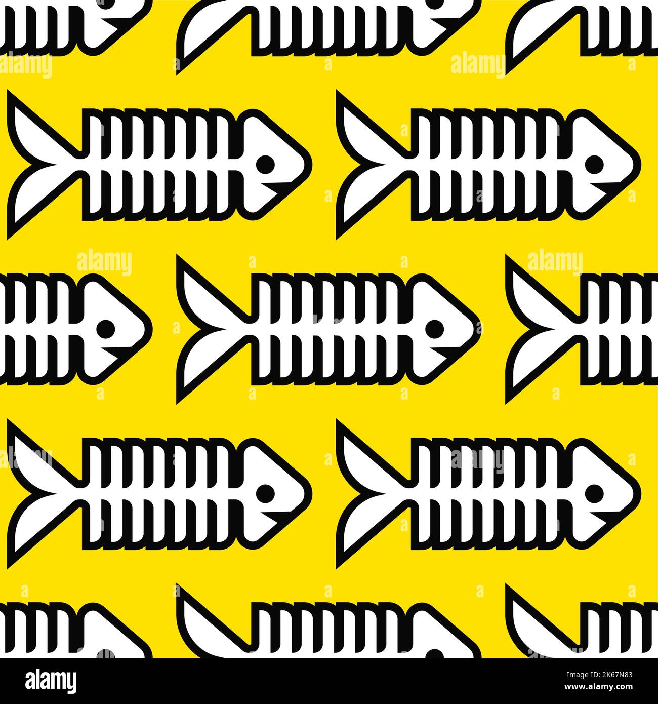 Fish skeleton Pattern seamless . Fish bones Background. Baby fabric
