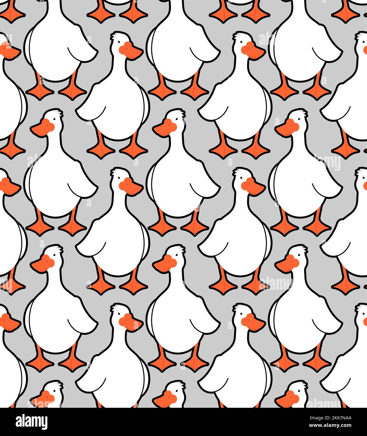 White goose Pattern seamless. waterfowl  Background. Baby fabric texture Stock Vector