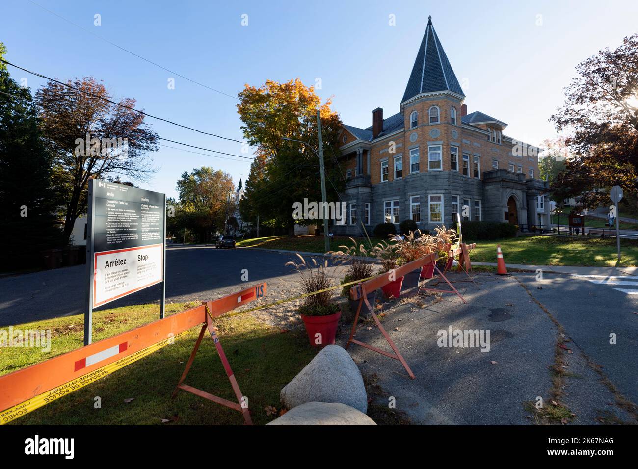 Haskell Library on the U.S. Canada border, Derby Line, Vermont Stock