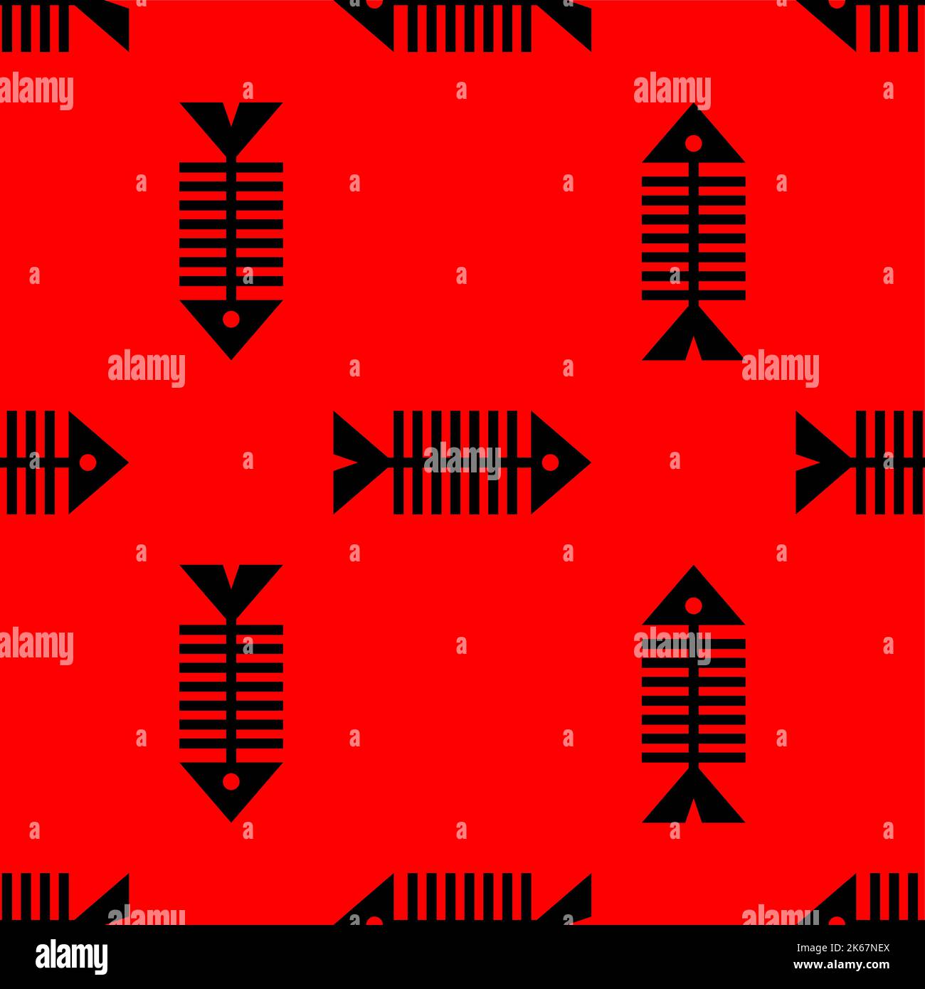 Fish skeleton Pattern seamless . Fish bones Background. Baby fabric texture Stock Vector