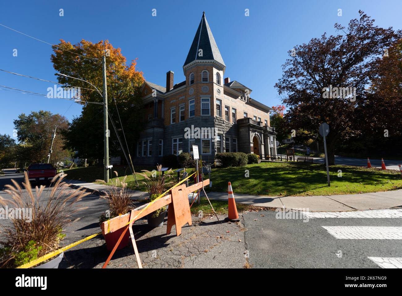 Haskell Library on the U.S. Canada border, Derby Line, Vermont Stock