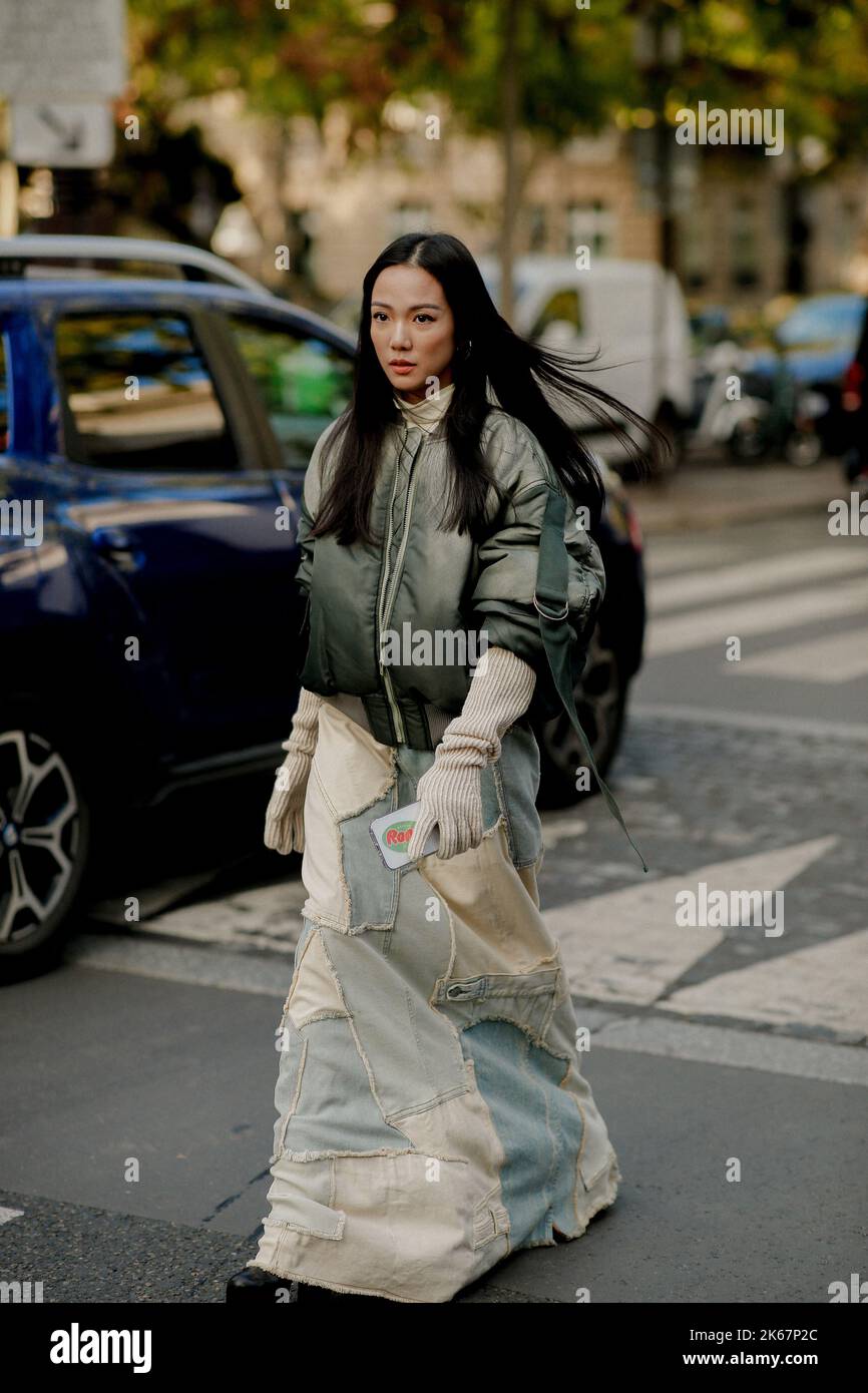 Street style, Yoyo Cao arriving at Acne Spring Summer 2023 show, held