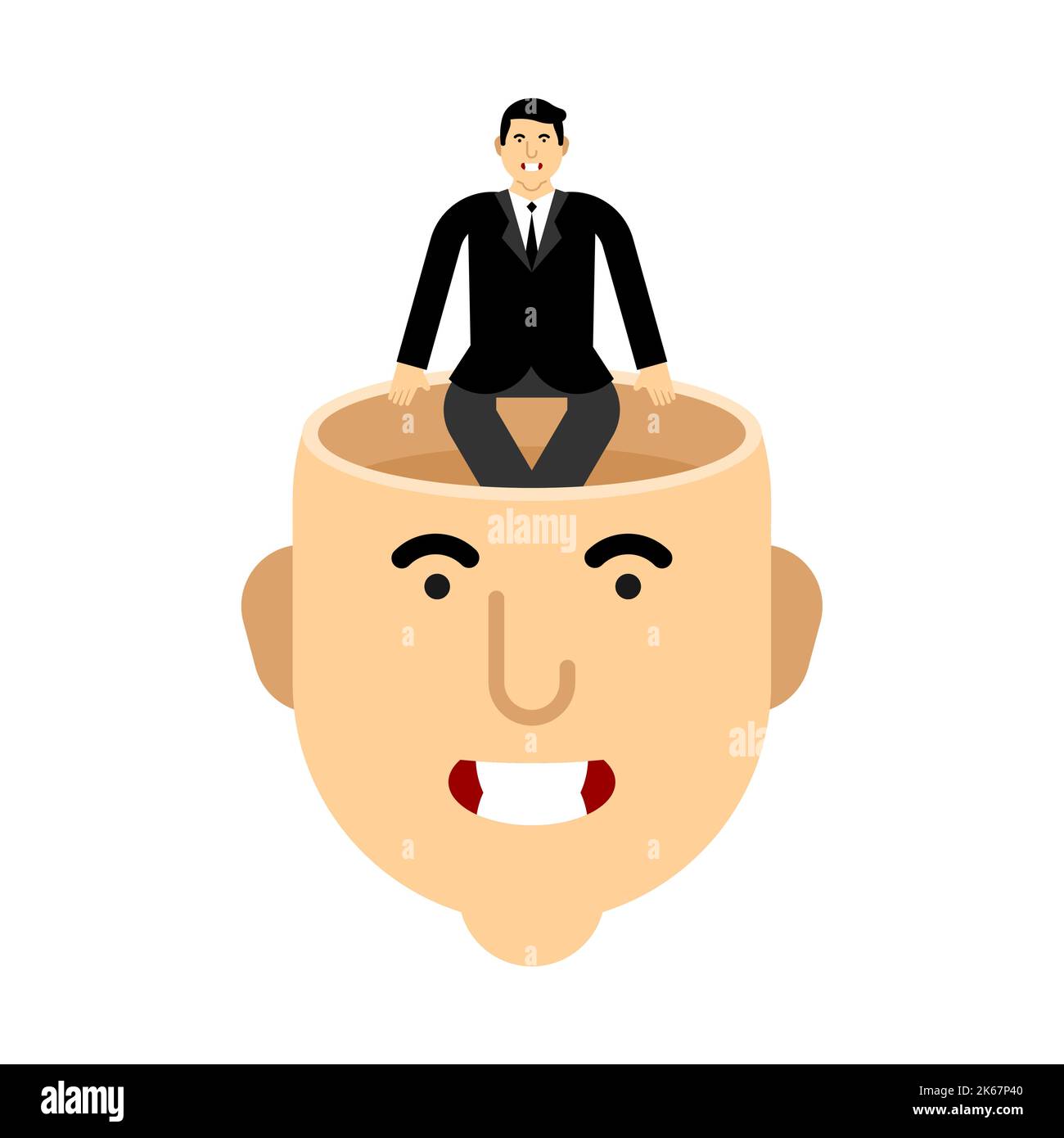 Man sitting with open head concept coming up with an idea stock vector