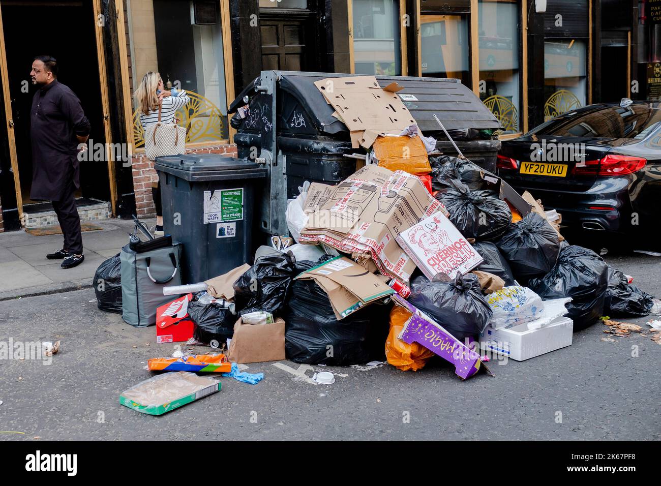 Scenes of over flowing bins on Lady Lawson street in Edinburgh as