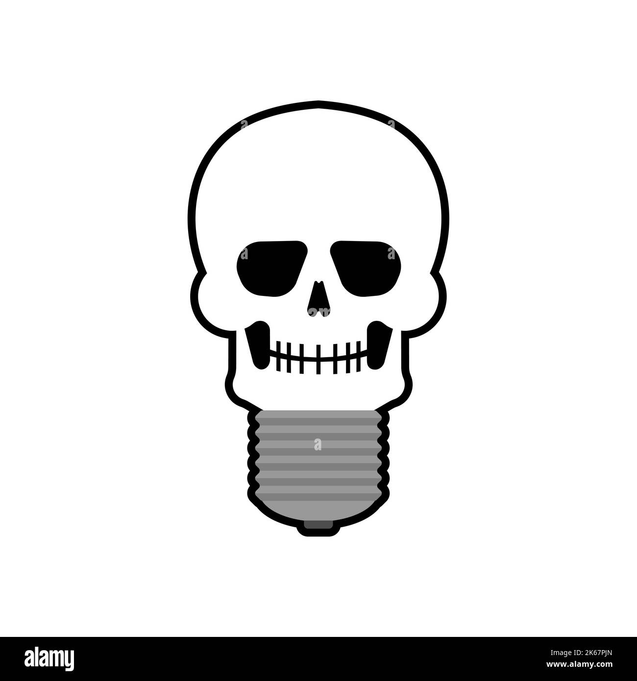 Skull light bulb dead idea. Vector illustration Stock Vector
