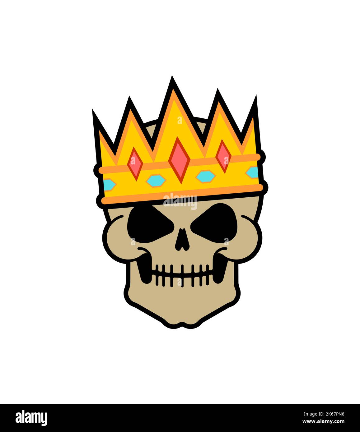 King skull. Head of skeleton in crown. Vector illustration Stock Vector