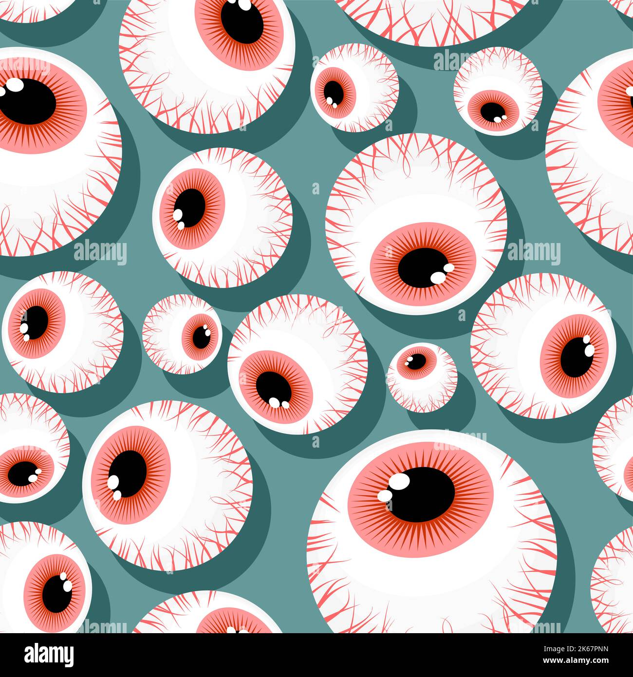 Eyeball Pattern seamless . Round eye Background. texture Stock Vector