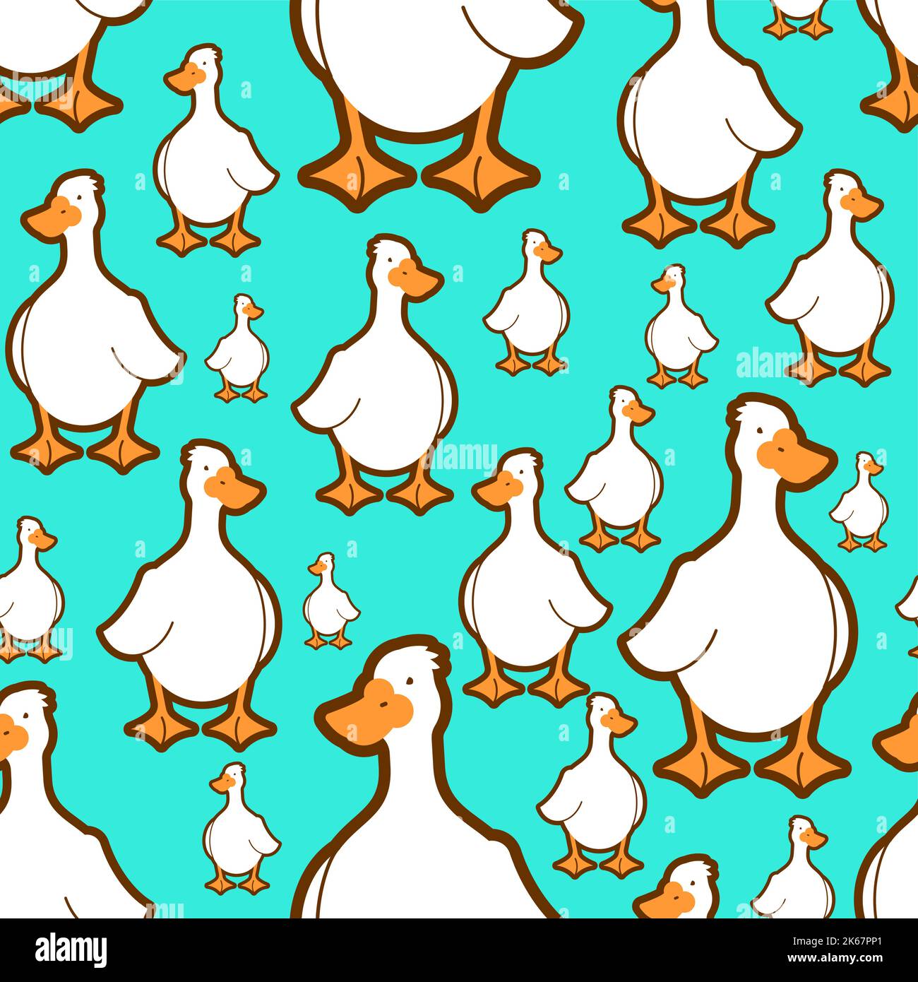 White goose Pattern seamless. waterfowl Background. Baby fabric texture