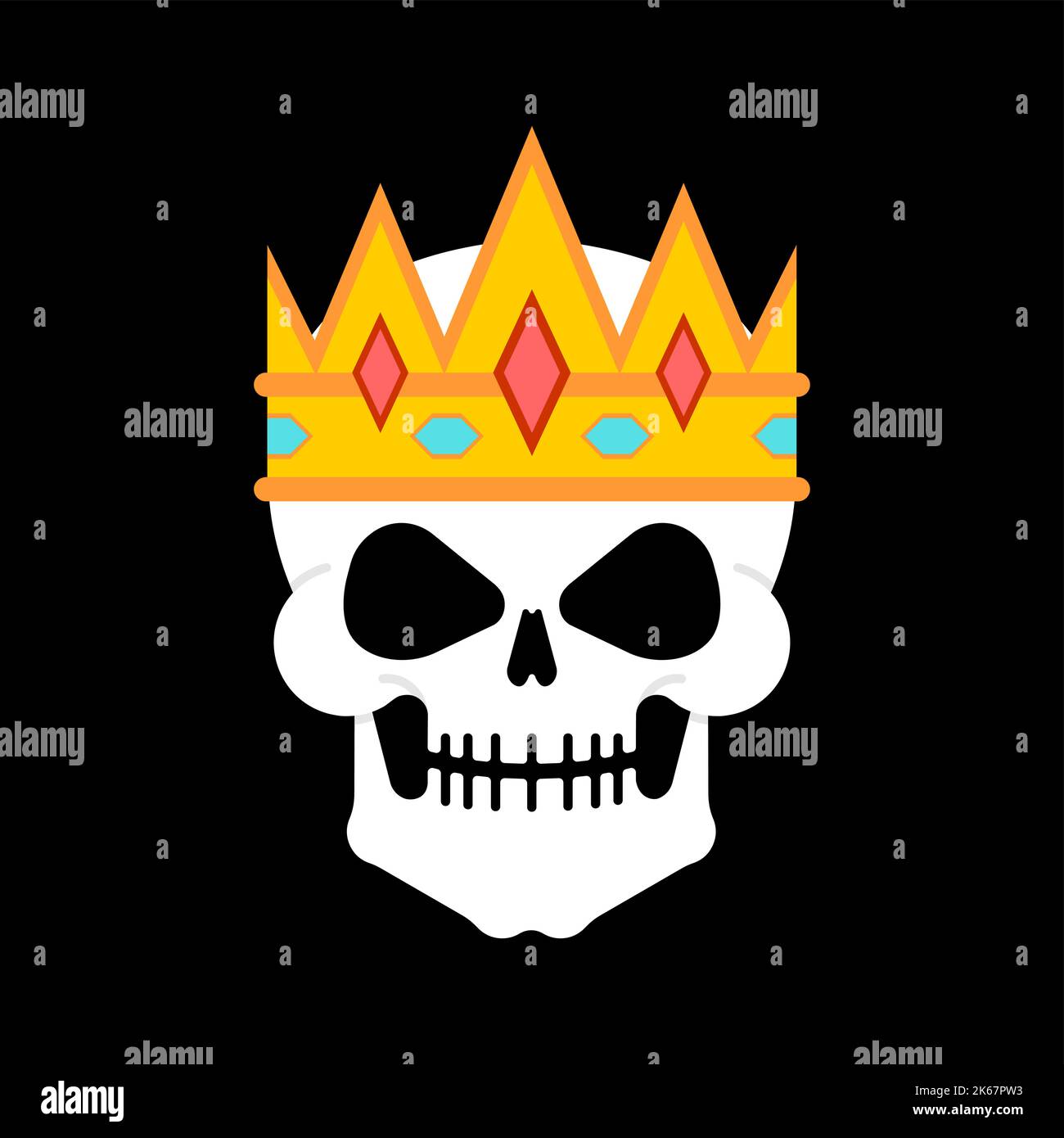 King skull. Head of skeleton in crown. Vector illustration Stock Vector ...