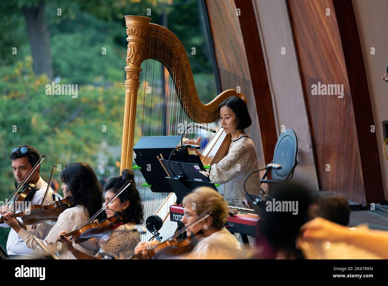 Boston Landmarks Orchestra summer outdoor concert at the Hatch Shell on the Esplanade, Boston, Massachusetts Stock Photo