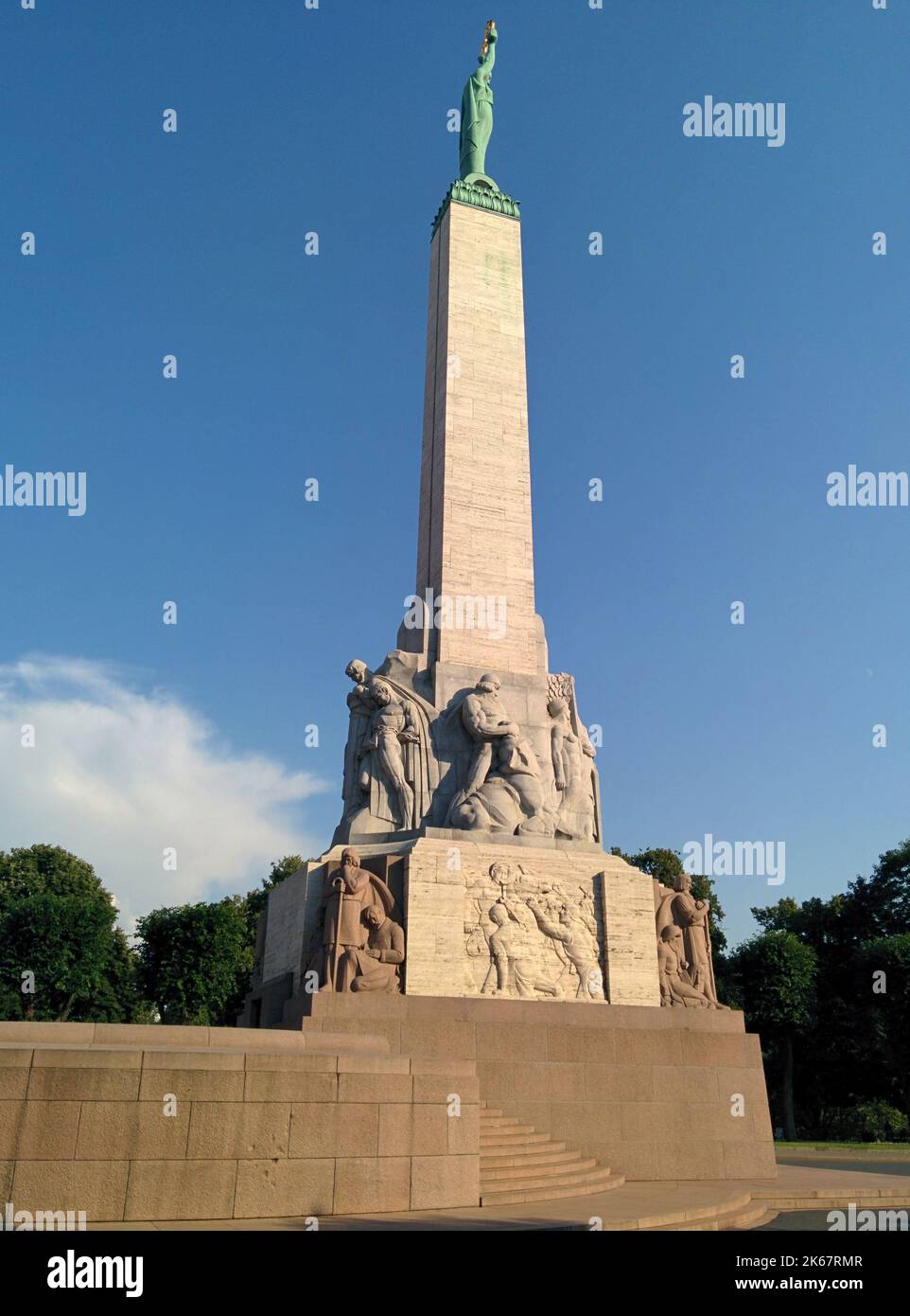 A Freedom Monument monument in Riga Stock Photo