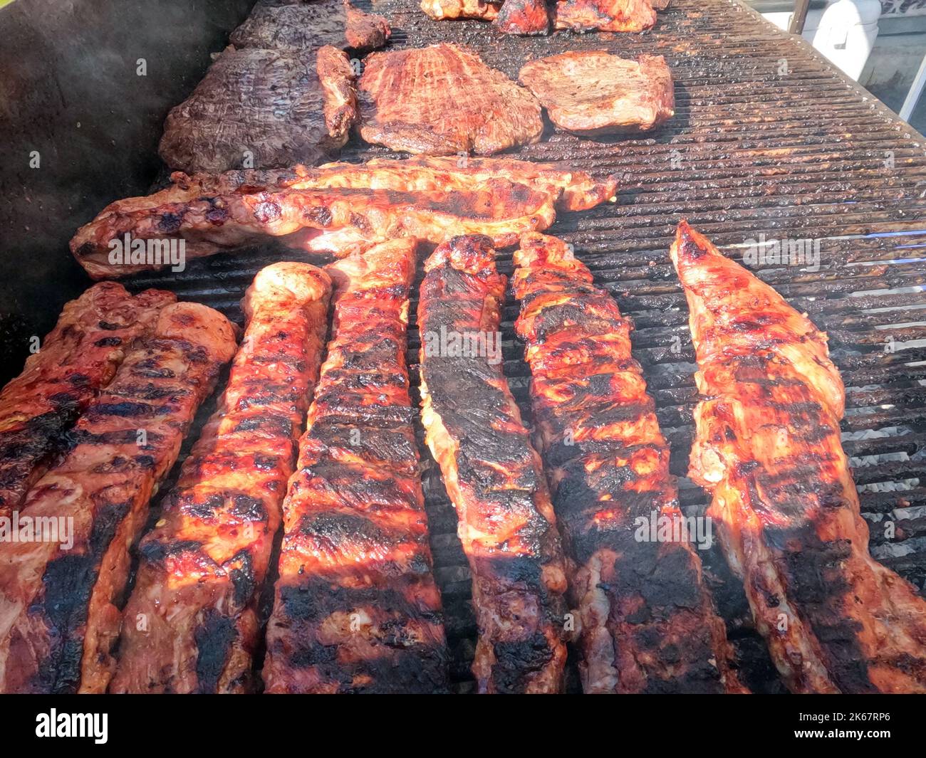 Parrilla Argentina, traditional barbecue made with ember straight from the  wood Stock Photo - Alamy