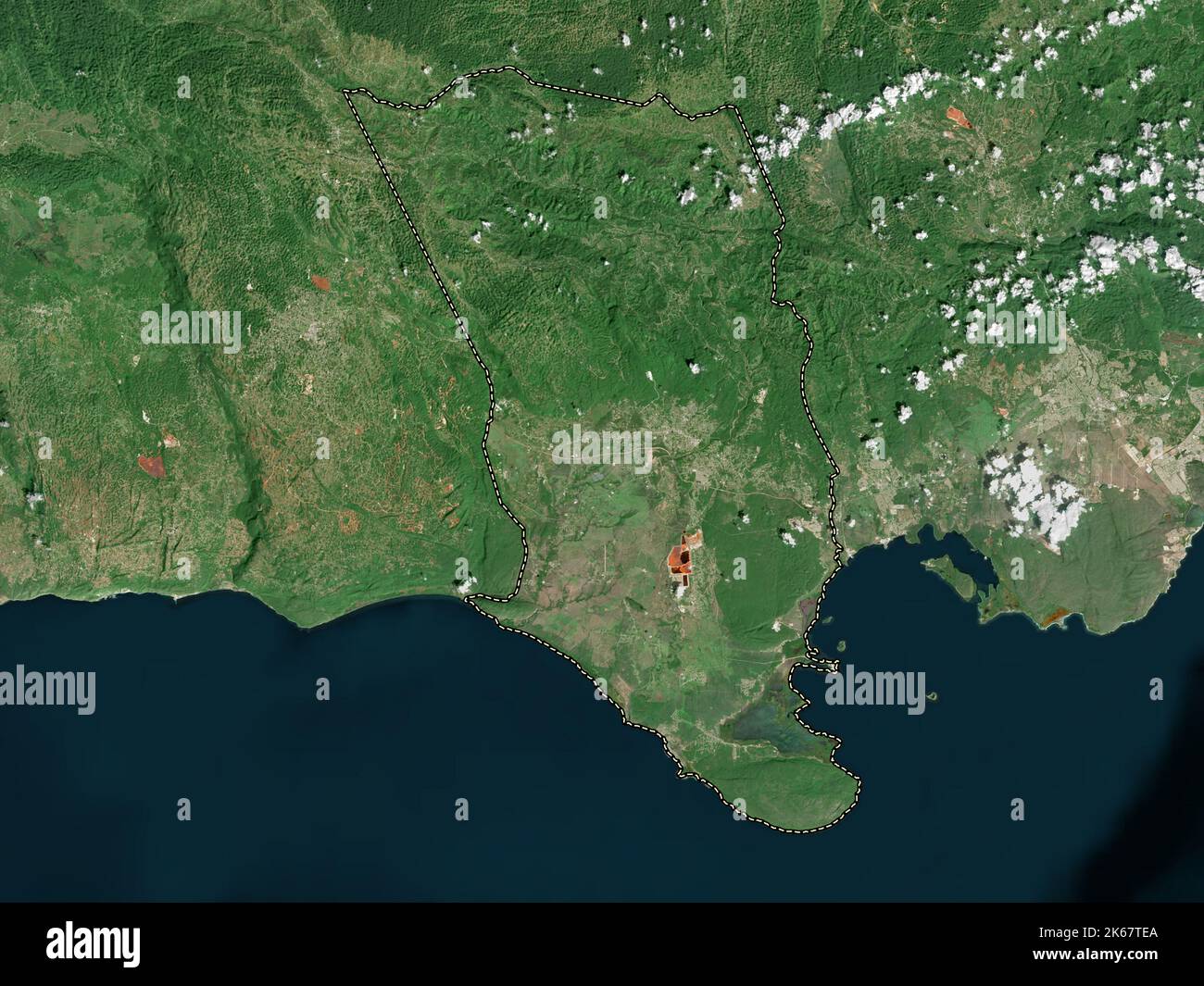 Clarendon, parish of Jamaica. Low resolution satellite map Stock Photo