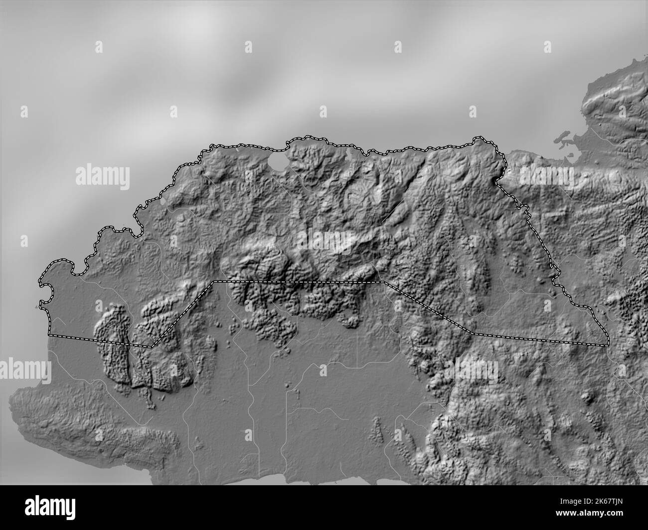Hanover, parish of Jamaica. Bilevel elevation map with lakes and rivers