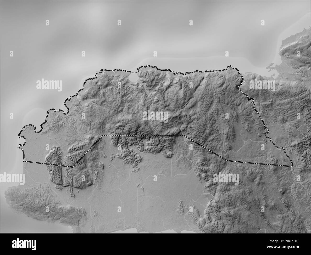 Hanover, parish of Jamaica. Grayscale elevation map with lakes and