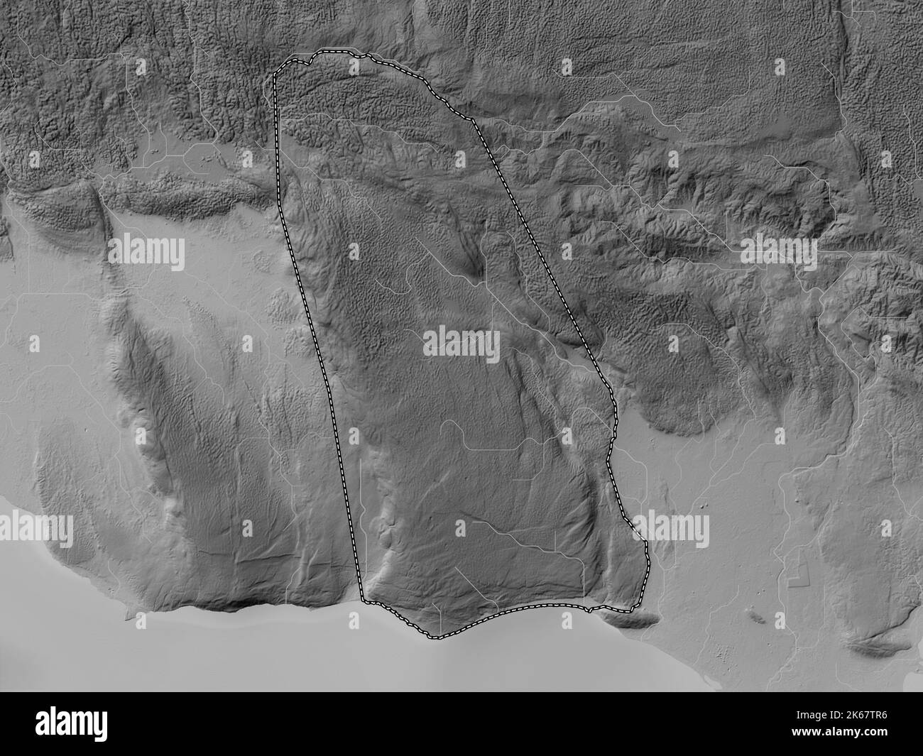 Manchester, parish of Jamaica. Grayscale elevation map with lakes and