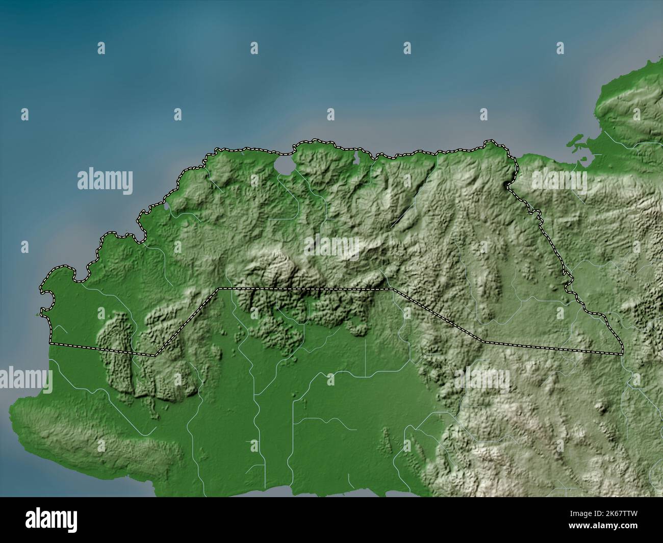 Hanover, parish of Jamaica. Elevation map colored in wiki style with