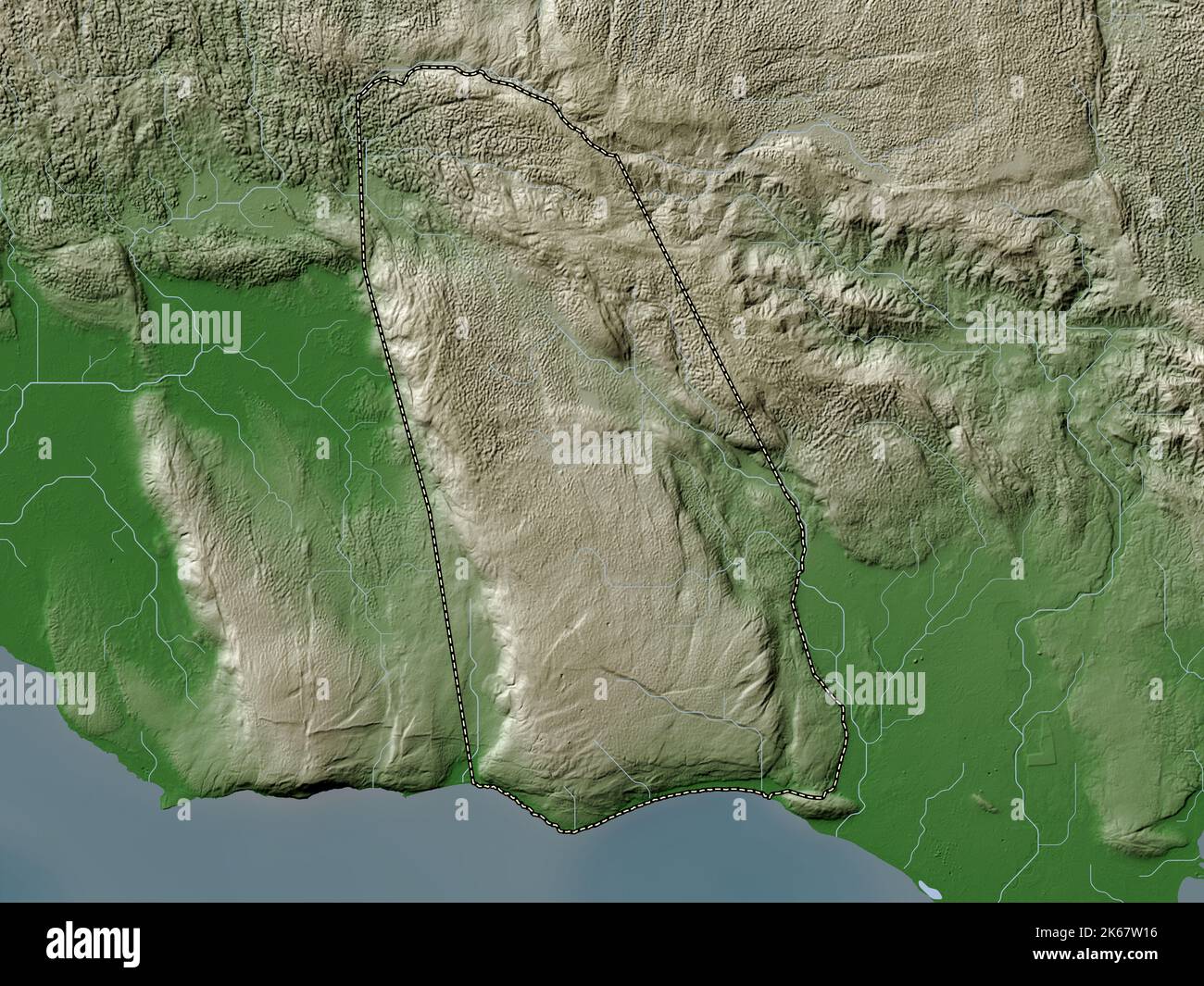 Manchester, parish of Jamaica. Elevation map colored in wiki style with