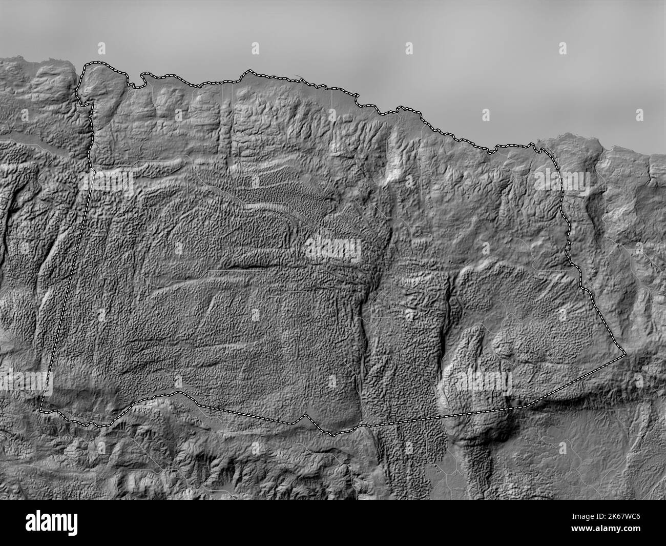 Saint Ann, parish of Jamaica. Bilevel elevation map with lakes and