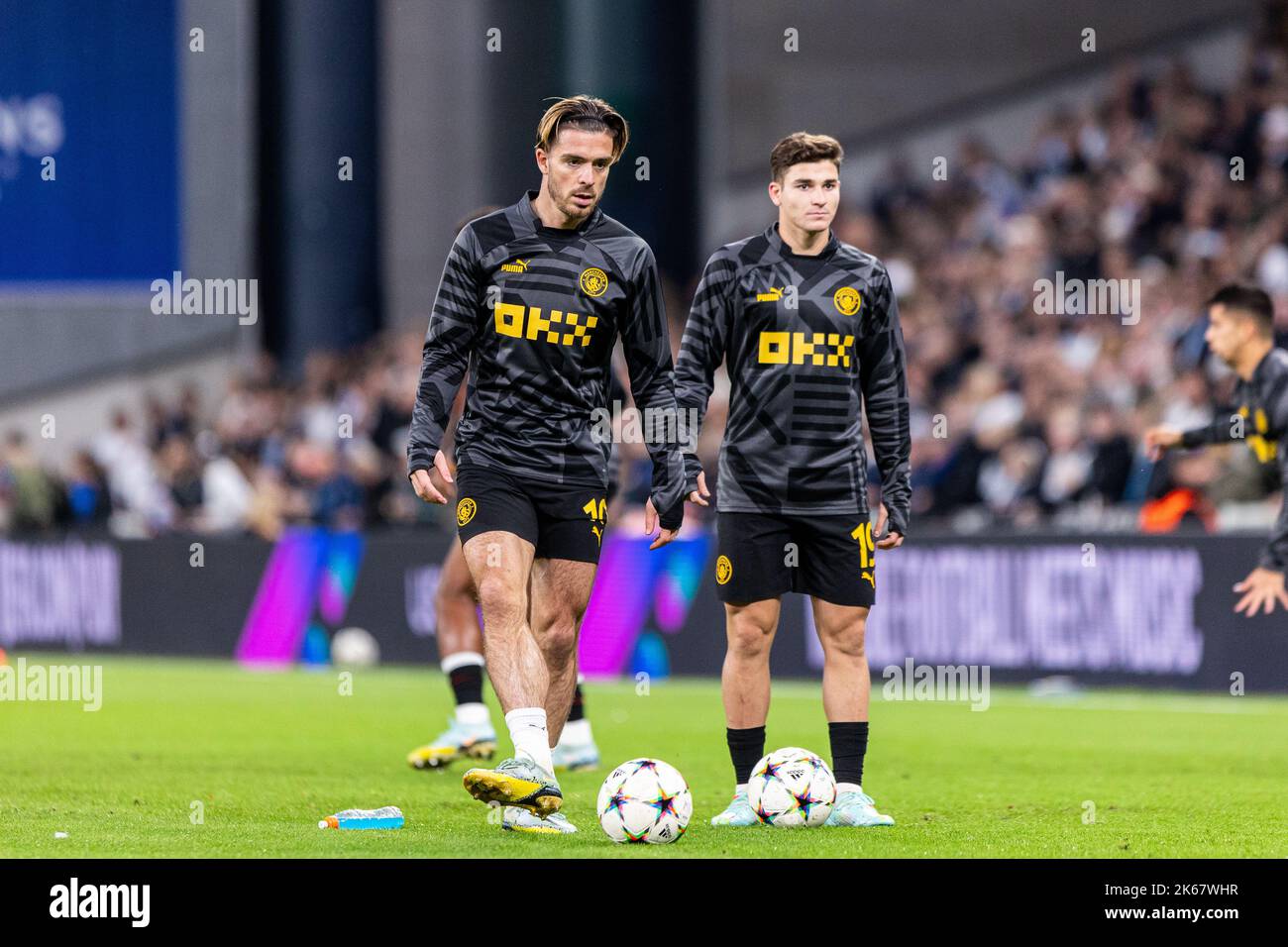 Copenhagen, Denmark. 11th Oct, 2022. Jack Grealish (10) of Manchester City seen during the warm up before theUEFA Champions League match between FC Copenhagen and Manchester City at Parken in Copenhagen. (Photo Credit: Gonzales Photo/Alamy Live News Stock Photo