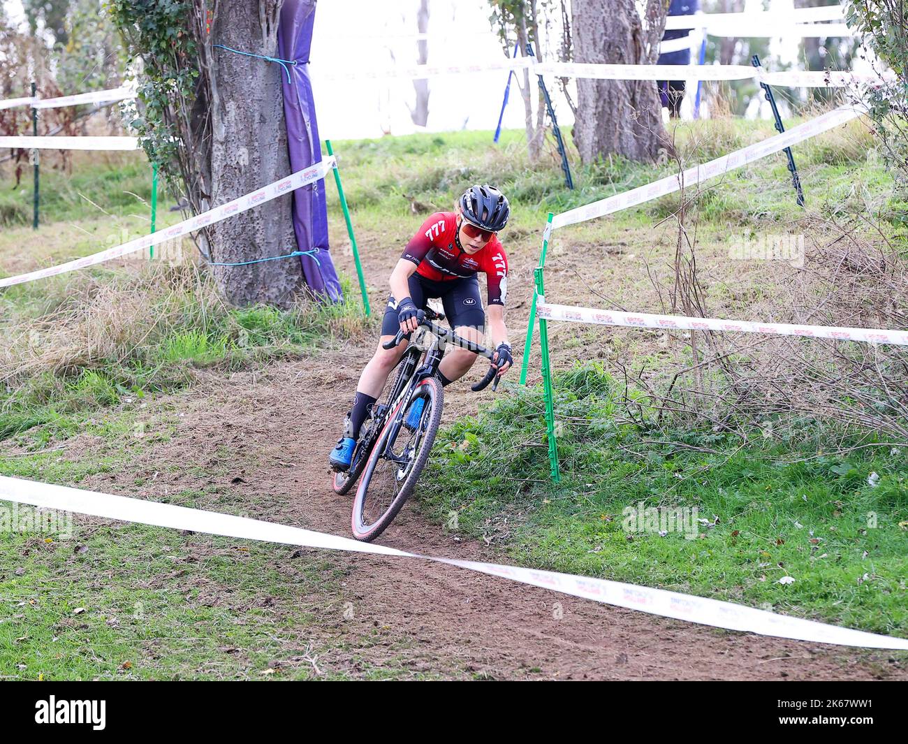 09.10.2022   Derby, England. Cyclocross.                   Anna Kay (777) on her way to winning the British Cycling Womens Cyclocross Nation Championship round 2 (Derby) held at the Moorways Sports Village, Derby.  © Phil Hutchinson Stock Photo