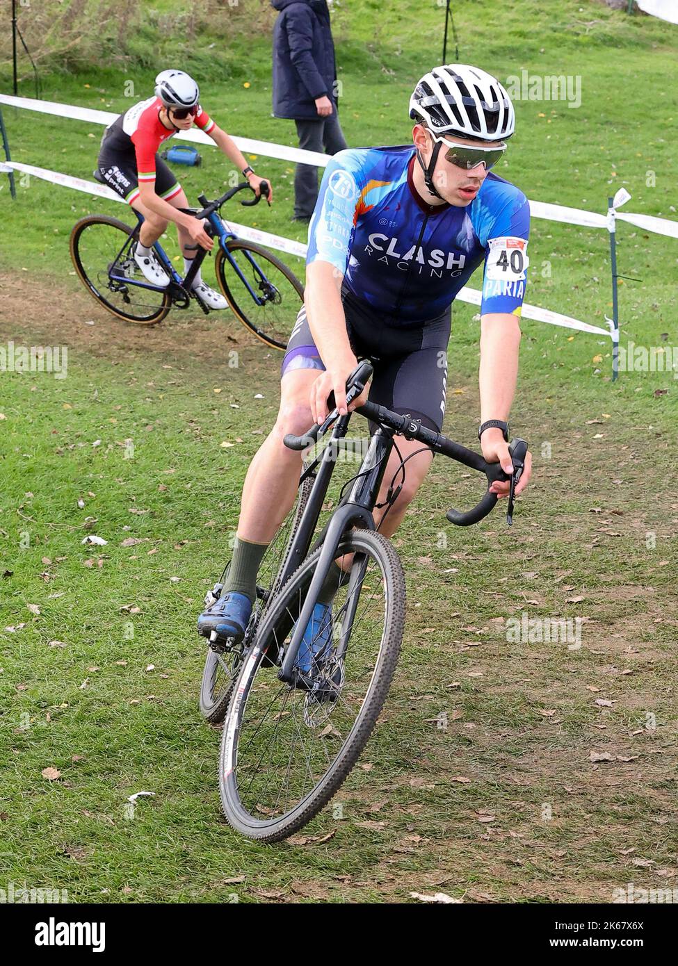 09.10.2022   Derby, England. Cyclocross.                   Finn Mansfield (Clash Racing) in action during the British Cycling Men’s Cyclocross Nation Championship round 2 (Derby) held at the Moorways Sports Village, Derby.  © Phil Hutchinson Stock Photo