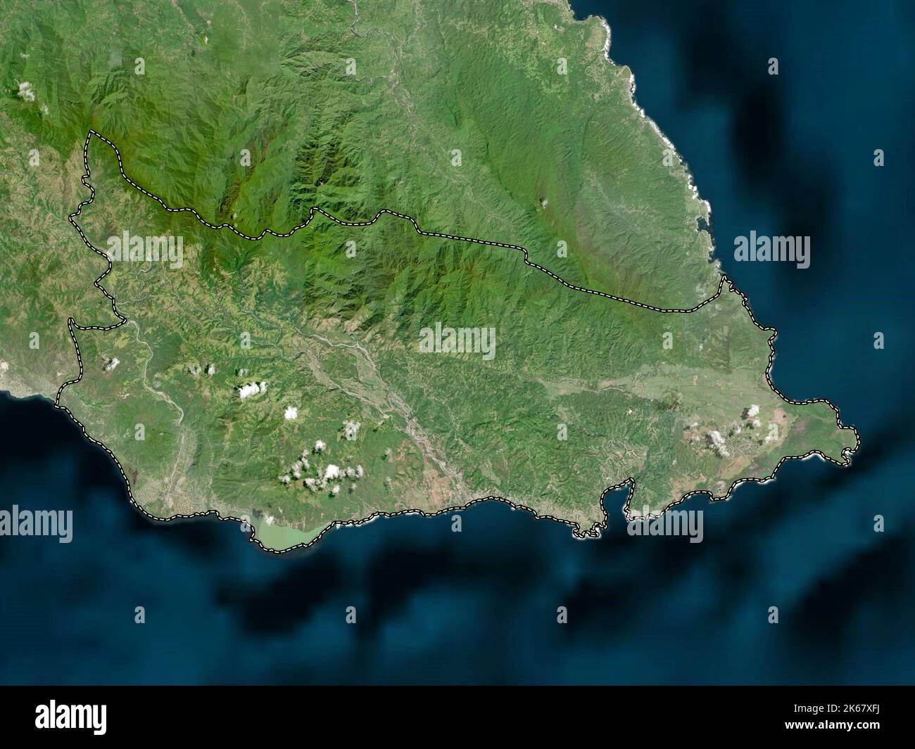 Saint Thomas, parish of Jamaica. High resolution satellite map Stock