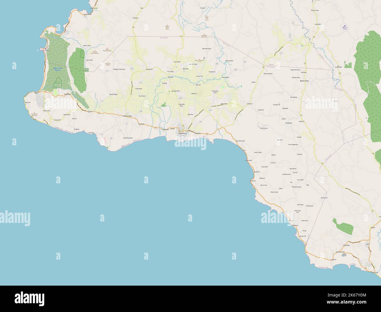 Westmoreland Parish Of Jamaica Open Street Map Stock Photo Alamy   Westmoreland Parish Of Jamaica Open Street Map 2K67Y0M 