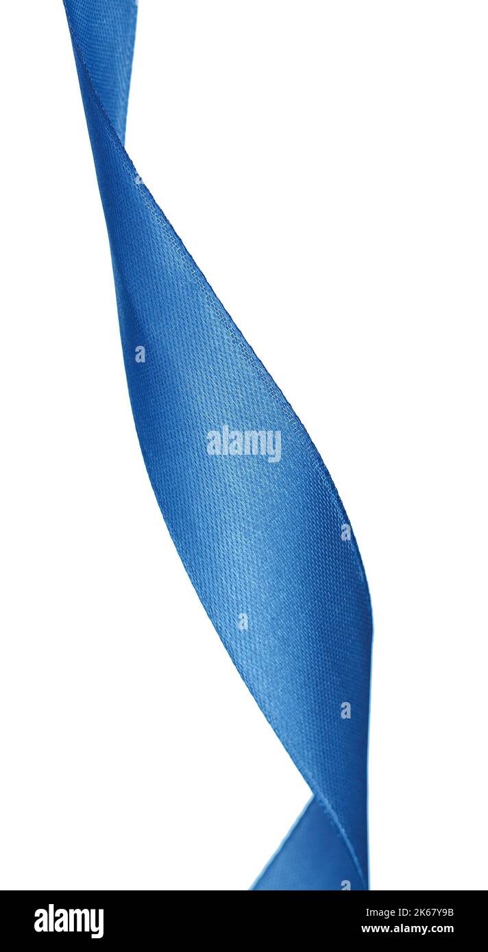 Dark blue satin ribbon isolated on white background Stock Photo - Alamy