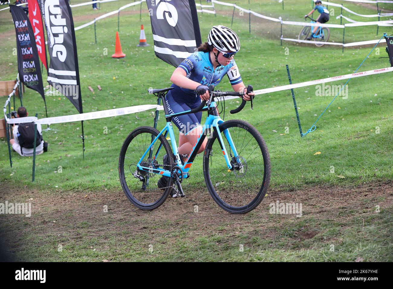 09.10.2022   Derby, England. Cyclocross.                   Lotta Mansfield (Montezuma's Race Team) on her way to finishing 9th in the British Cycling Womens Cyclocross Nation Championship round 2 (Derby) held at the Moorways Sports Village, Derby.  © Phil Hutchinson Stock Photo