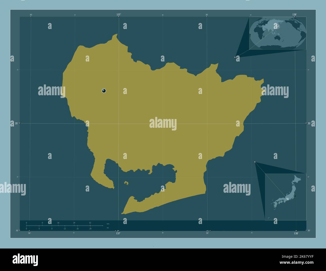 Aichi, prefecture of Japan. Solid color shape. Corner auxiliary location maps Stock Photo