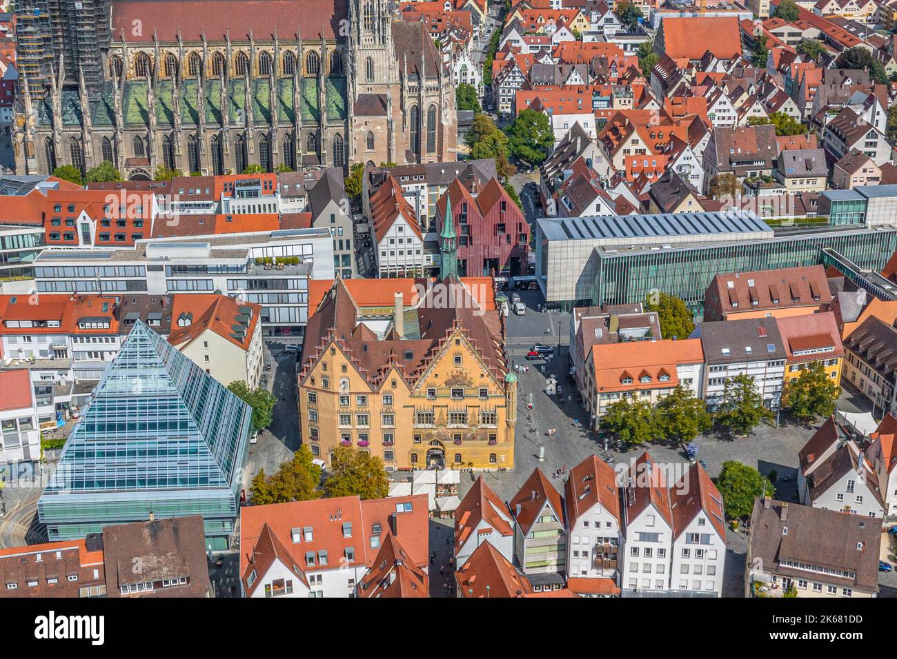 The twin cities of Ulm and Neu Ulm from above Stock Photo