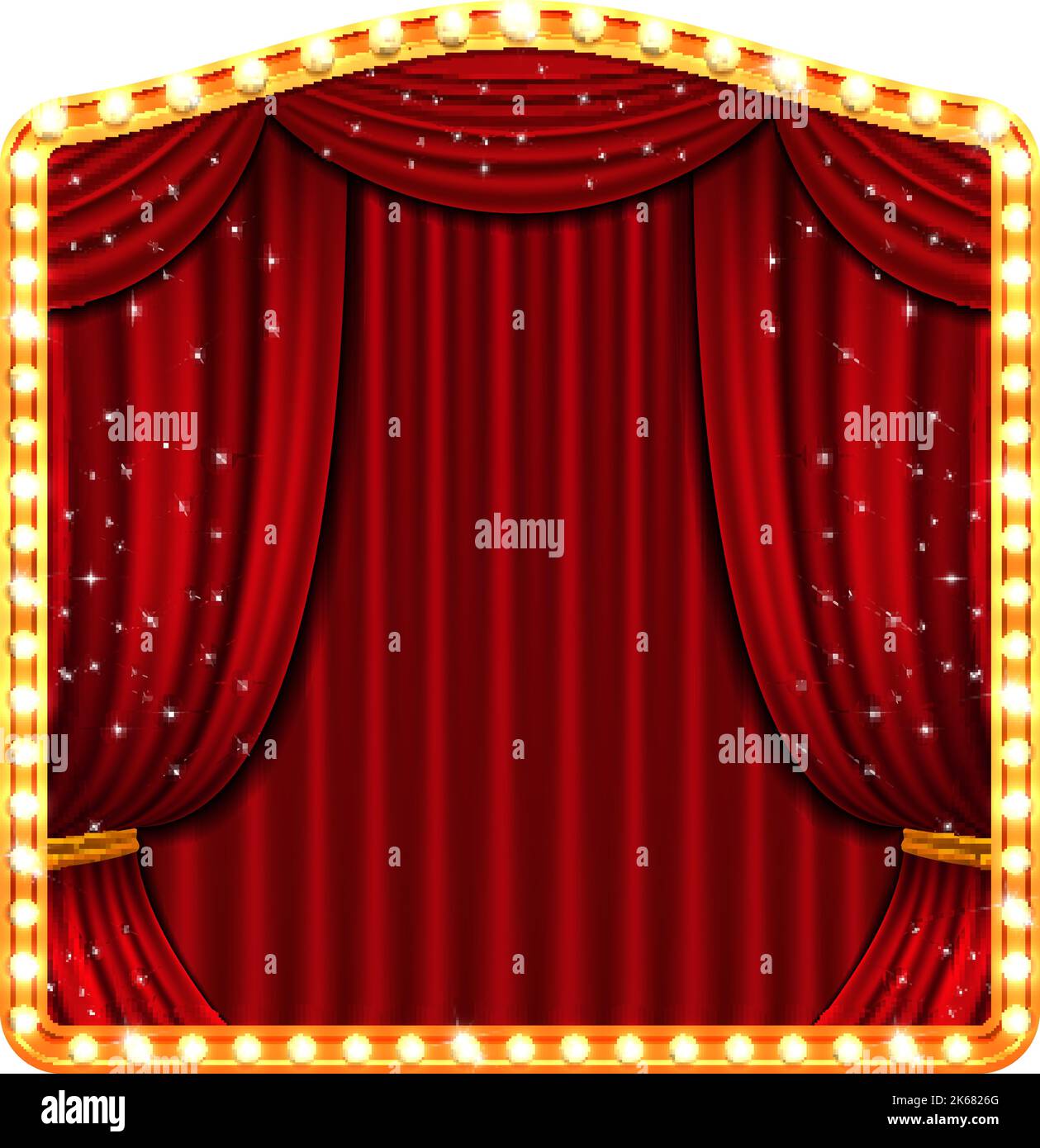 Closed cinema curtain. Luxury red folded drapery Stock Vector Image