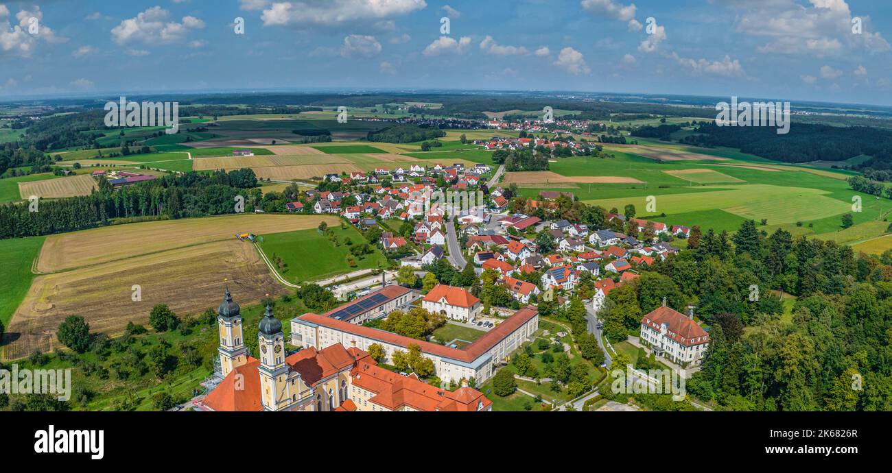 Aerial view to region around the monastry of Roggenburg in Swabia Stock ...