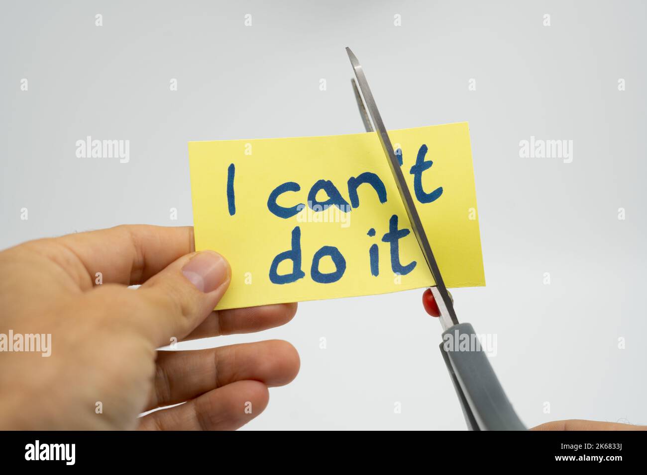 Concept for turning can't to can - motivate and encourage yourself Stock Photo
