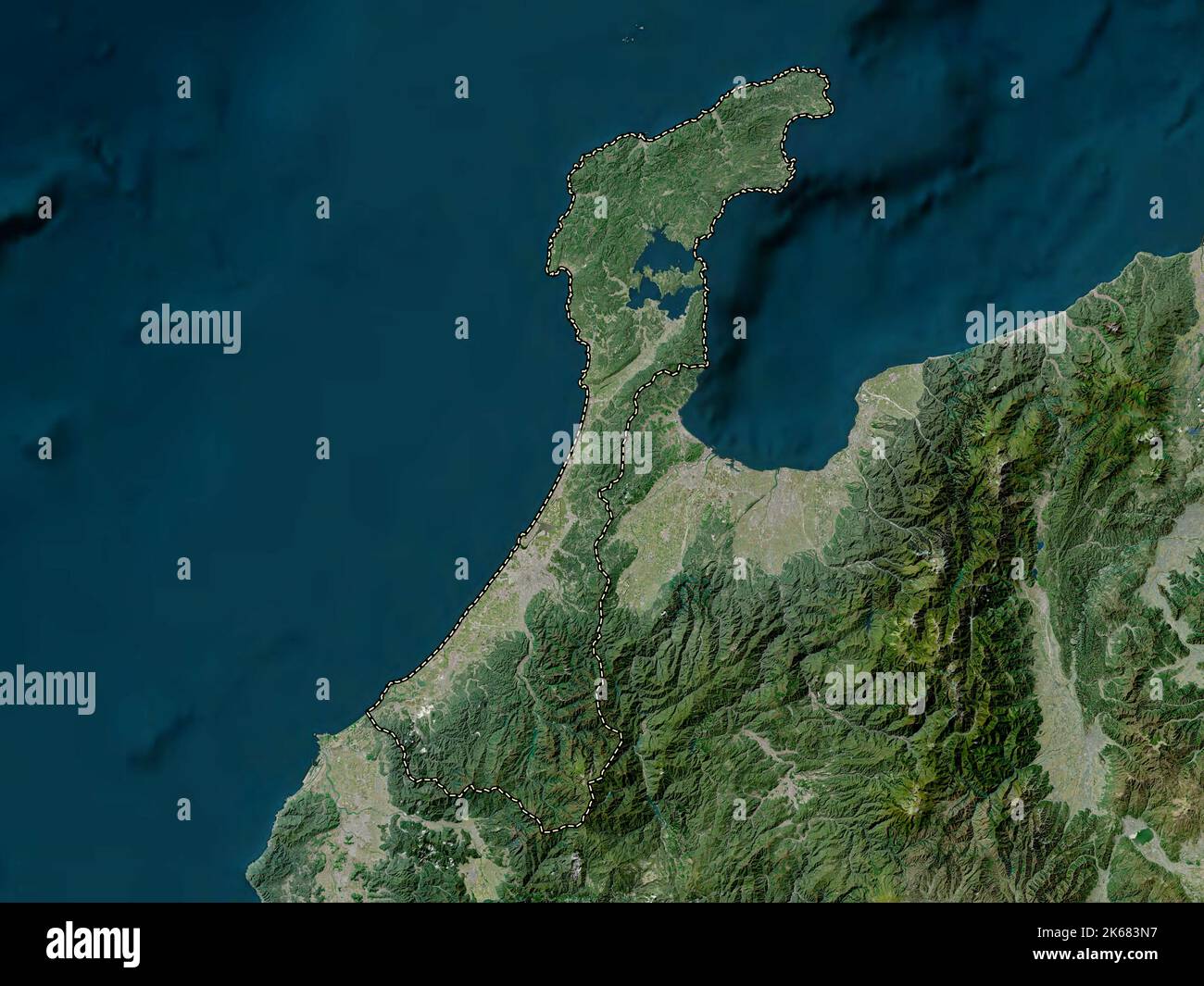 Ishikawa, prefecture of Japan. High resolution satellite map Stock