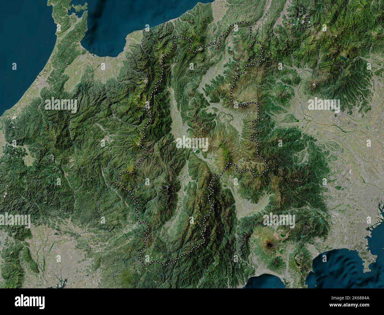 Nagano, prefecture of Japan. High resolution satellite map Stock Photo