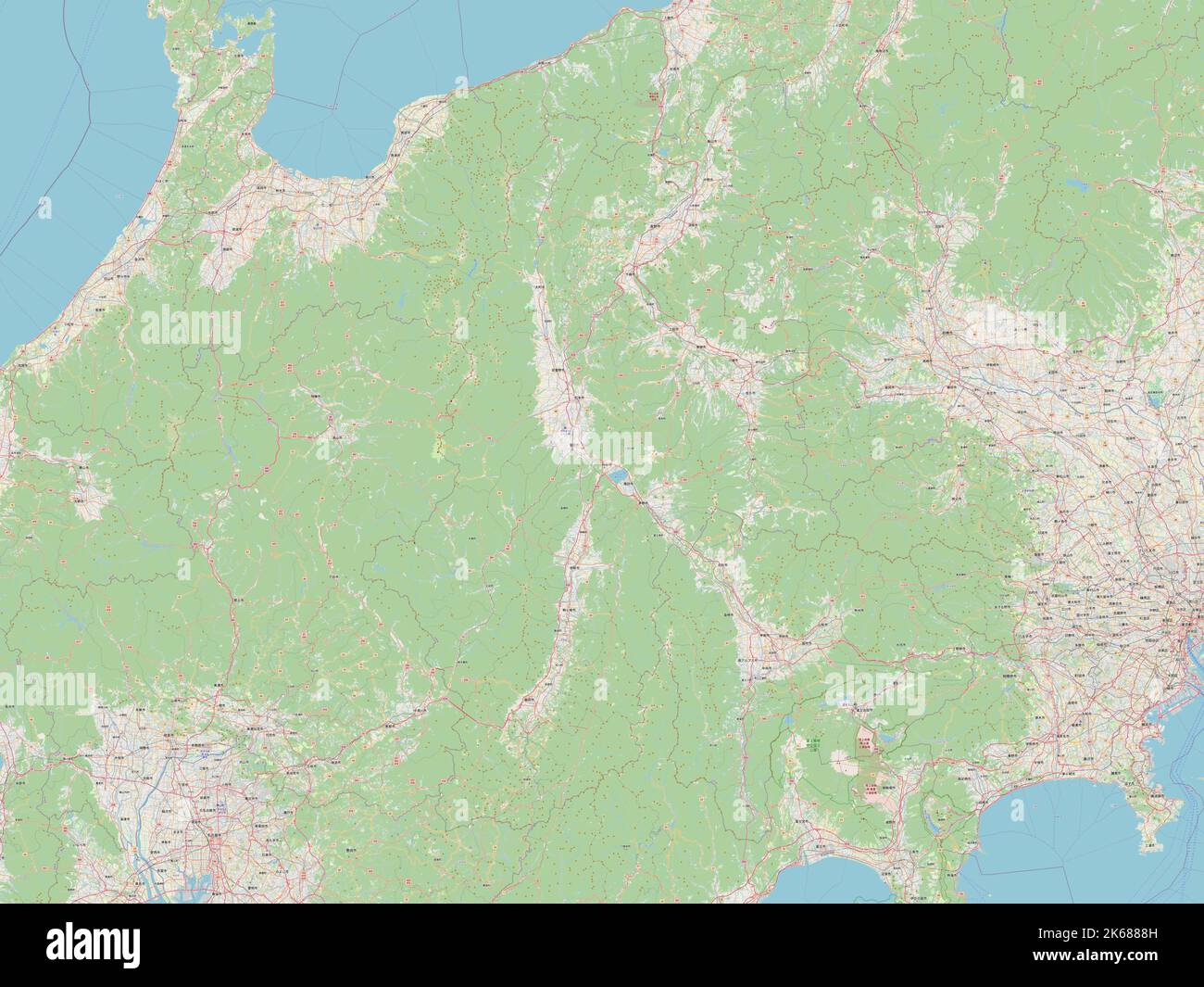 Nagano, prefecture of Japan. Open Street Map Stock Photo - Alamy