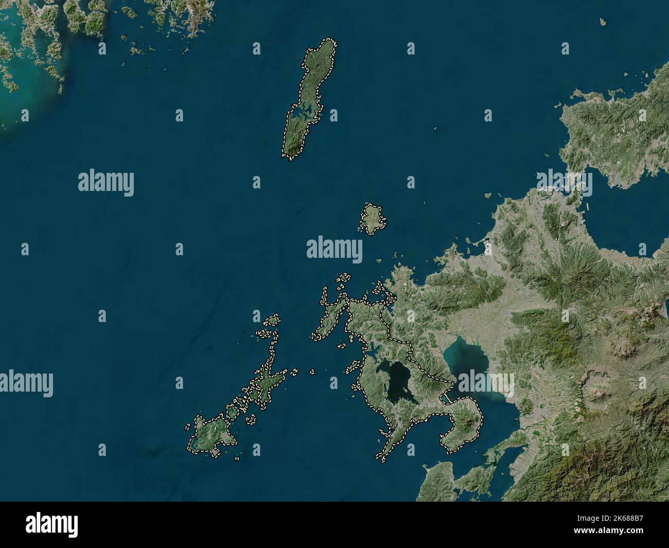 Nagasaki, prefecture of Japan. High resolution satellite map Stock