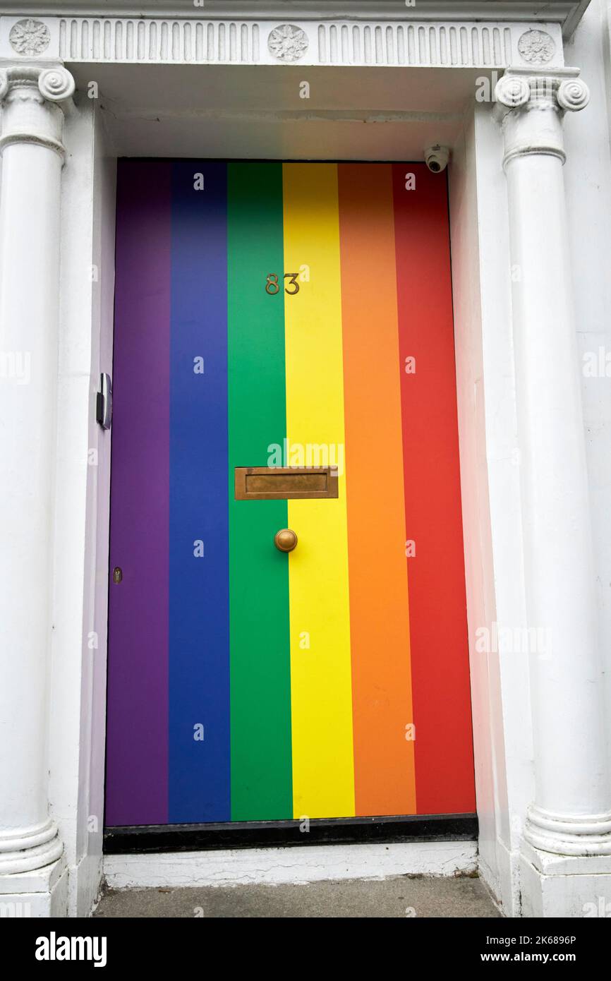 rainbow lgbtq+ door design on georgian door 83 merrion square south dublin republic of ireland Stock Photo