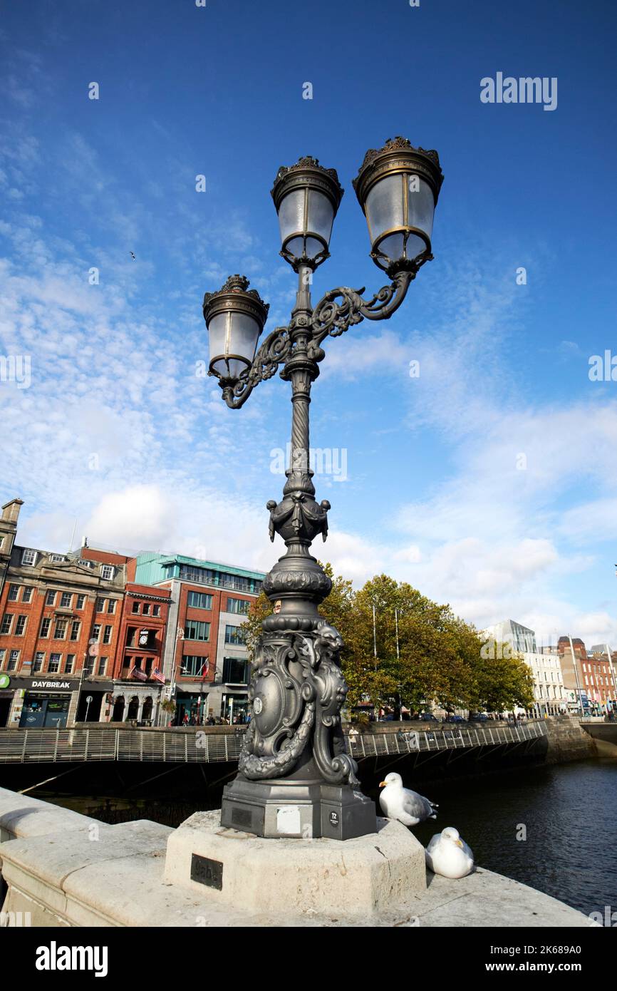 oconnell bridge lamps dublin republic of ireland Stock Photo