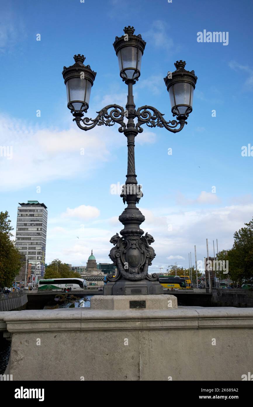 oconnell bridge lamps dublin republic of ireland Stock Photo Alamy