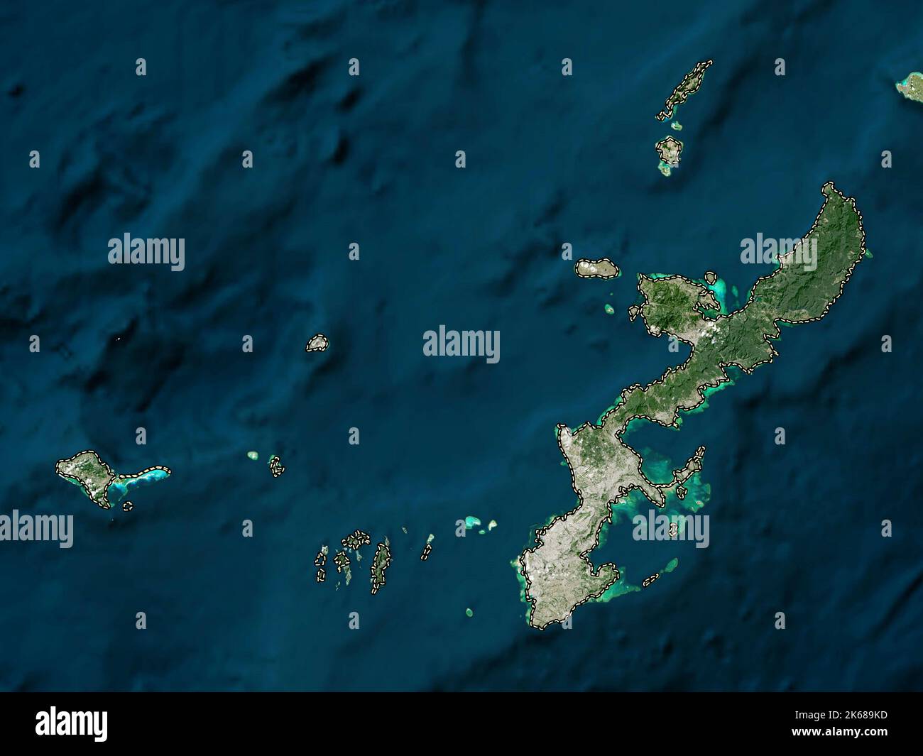 Okinawa, prefecture of Japan. Low resolution satellite map Stock Photo Alamy