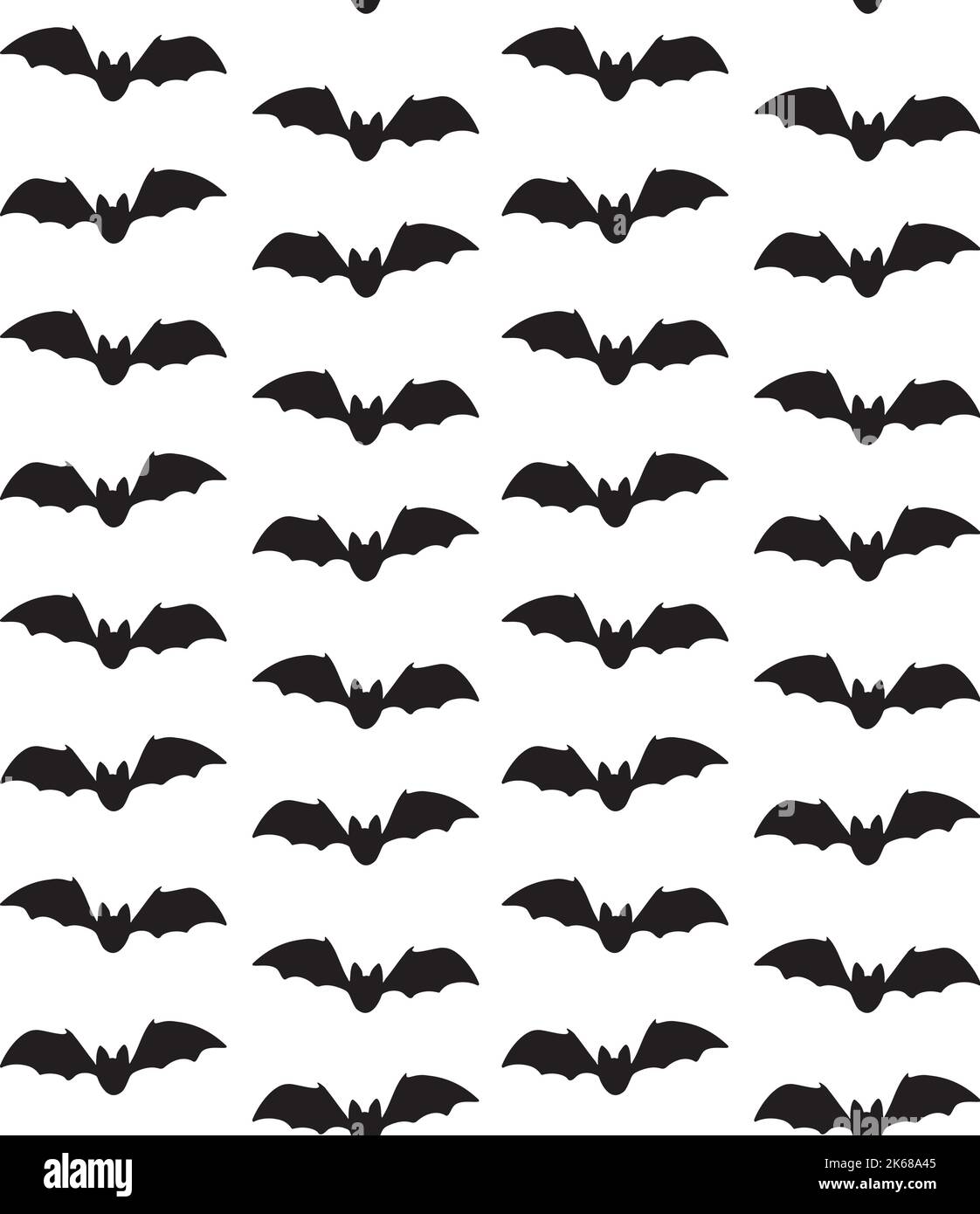 Vector seamless pattern of flying bat silhouette isolated on white ...