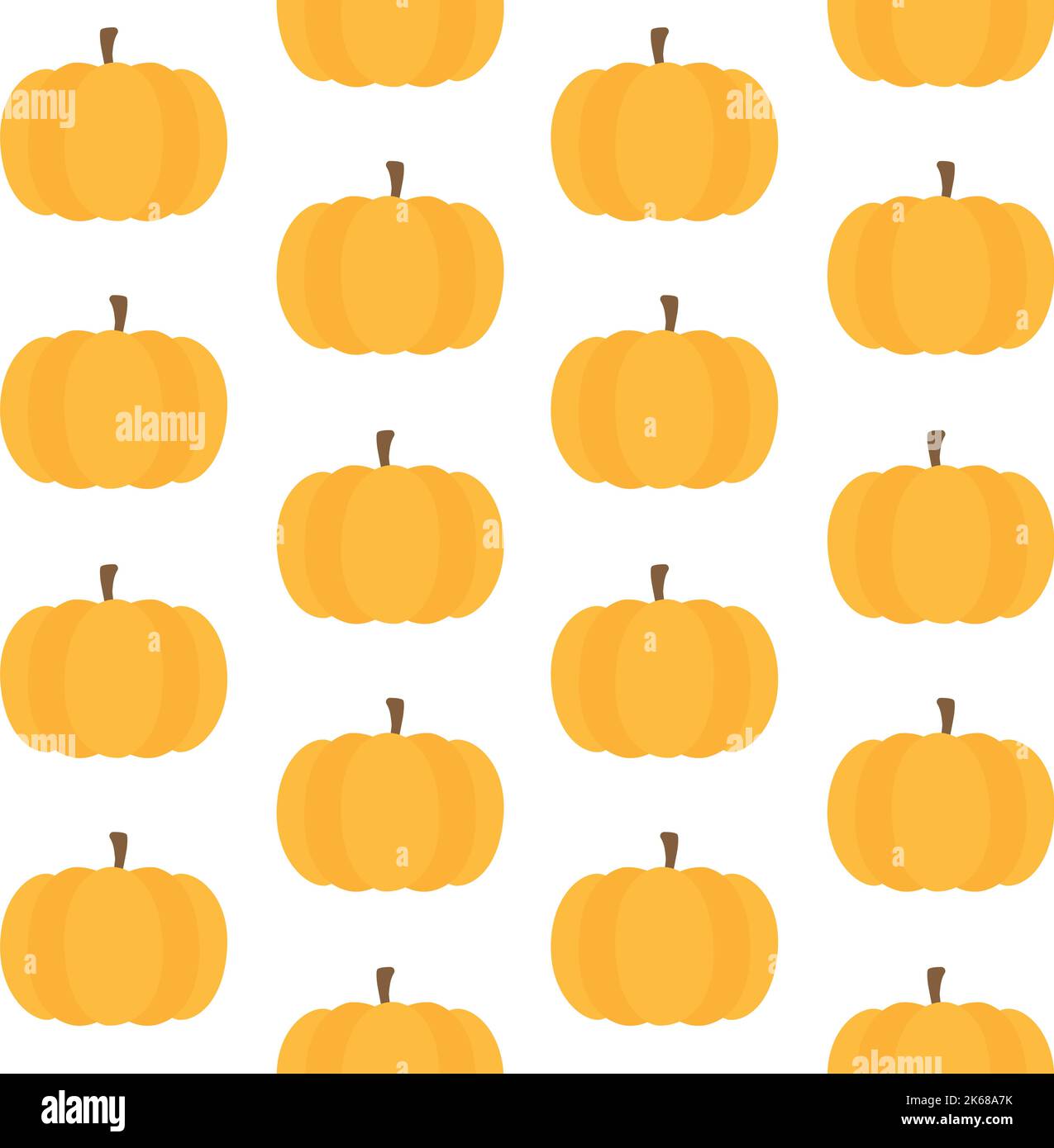 Vector seamless pattern of flat hand drawn pumpkin isolated on white ...
