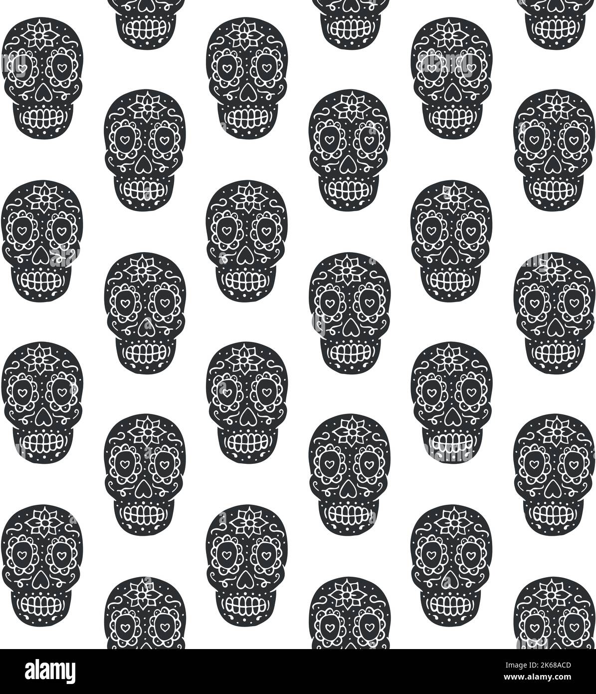 Vector seamless pattern of hand drawn doodle sketch black Mexican sugar ...