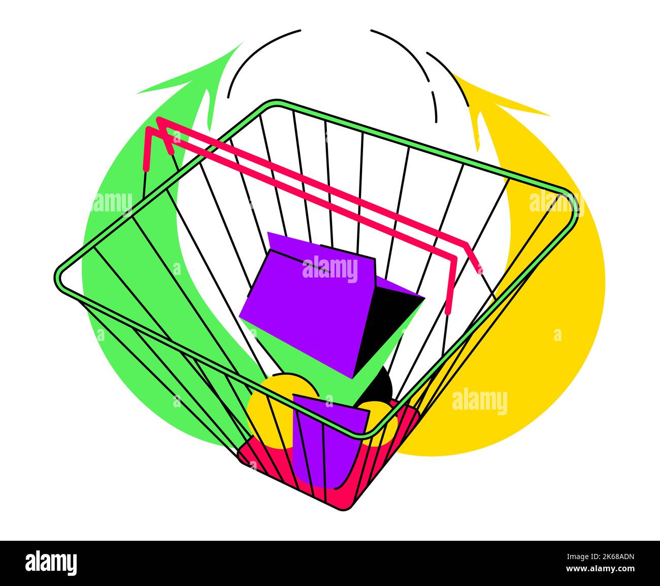 Increasing price of food basket colorful flat design style illustration Stock Vector Image