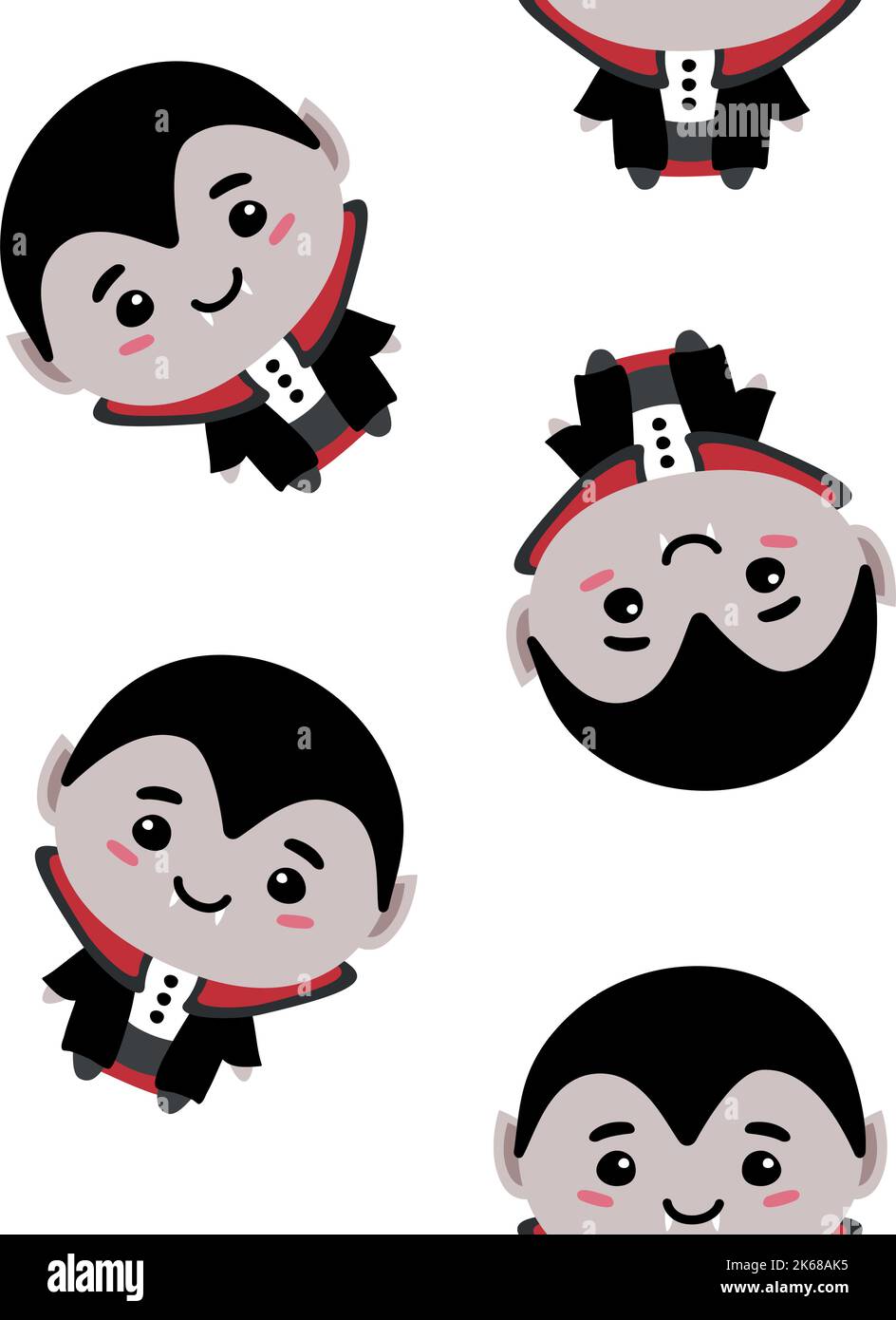 Vector seamless pattern of flat cute vampire isolated on white ...